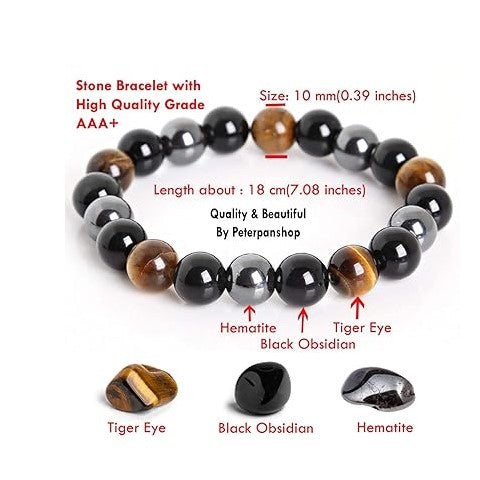 Feng Shui Tiger-eye crystal double power bead bracelet