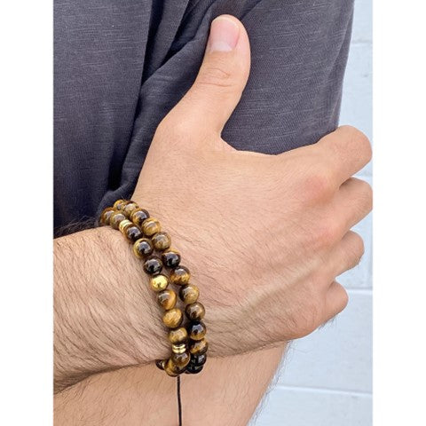 Feng Shui Tiger-eye crystal double power bead bracelet