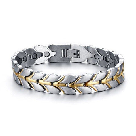 Magnetic Therapy 4 in 1 Men Bracelet - Silver and Gold