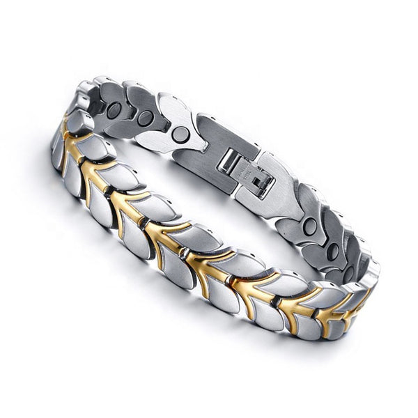 Magnetic Therapy 4 in 1 Men Bracelet - Silver and Gold