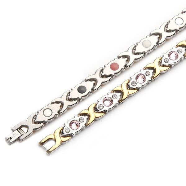 Magnetic Therapy Bracelet 4 in 1 - Women Pink Zircon