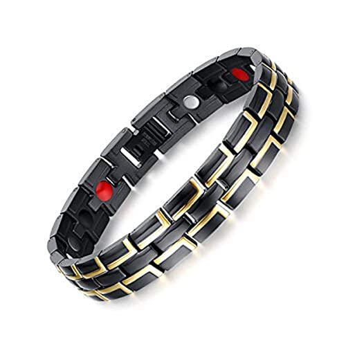 Magnetic Therapy 4 in 1 Men Bracelet - Black and Gold