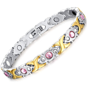 Magnetic Therapy Bracelet 4 in 1 - Women Pink Zircon