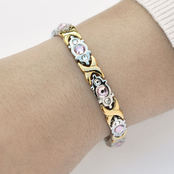 Magnetic Therapy Bracelet 4 in 1 - Women Pink Zircon